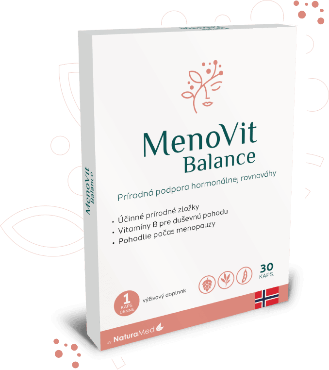 Obrázok balenia výživového doplnku MenoVit Balance obsahujúci 60 kapsúl.
